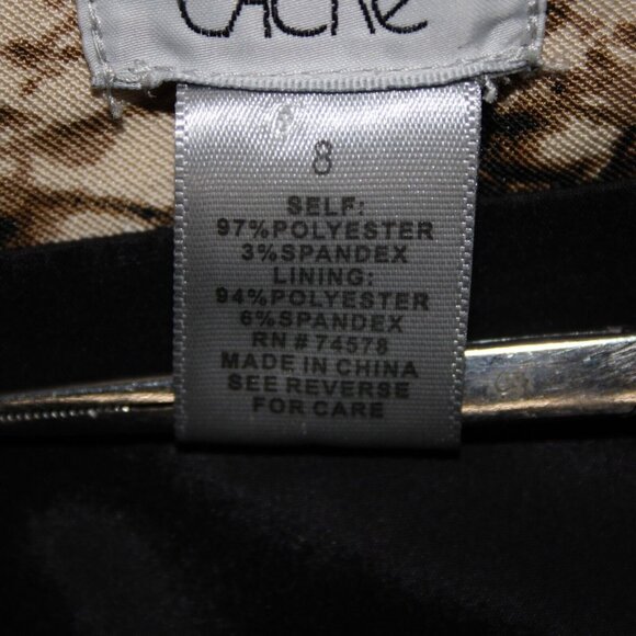 Cache Sz 8 Brown Tan Reptile Print Lined Zipper Polyester Spandex Skirt - Picture 10 of 16